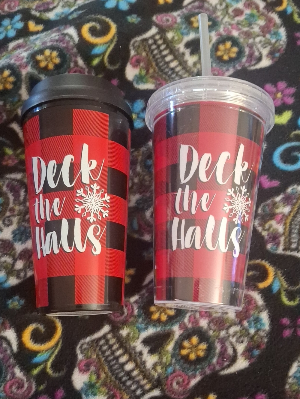 Deck the Halls Red Buffalo Plaid Holiday Tumbler - Set of 2